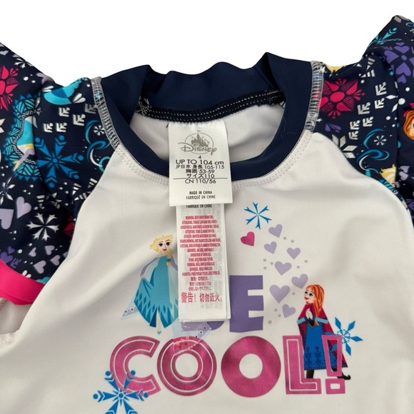 Disney Frozen Girls Rash Guard Swim Top - Size 4T - Picture 2 of 3